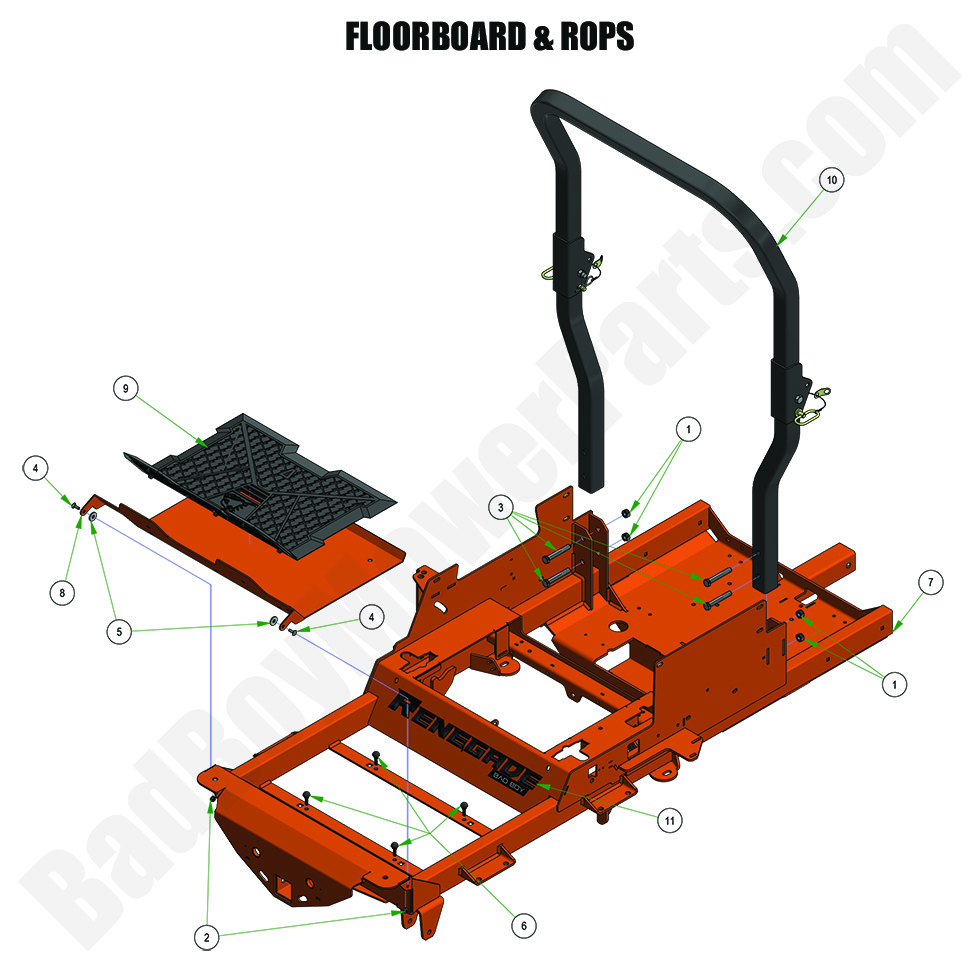 3486 - Bad Boy Mower Parts Lookup > 2024 > Renegade - Gas > Floorboard & ROPS
